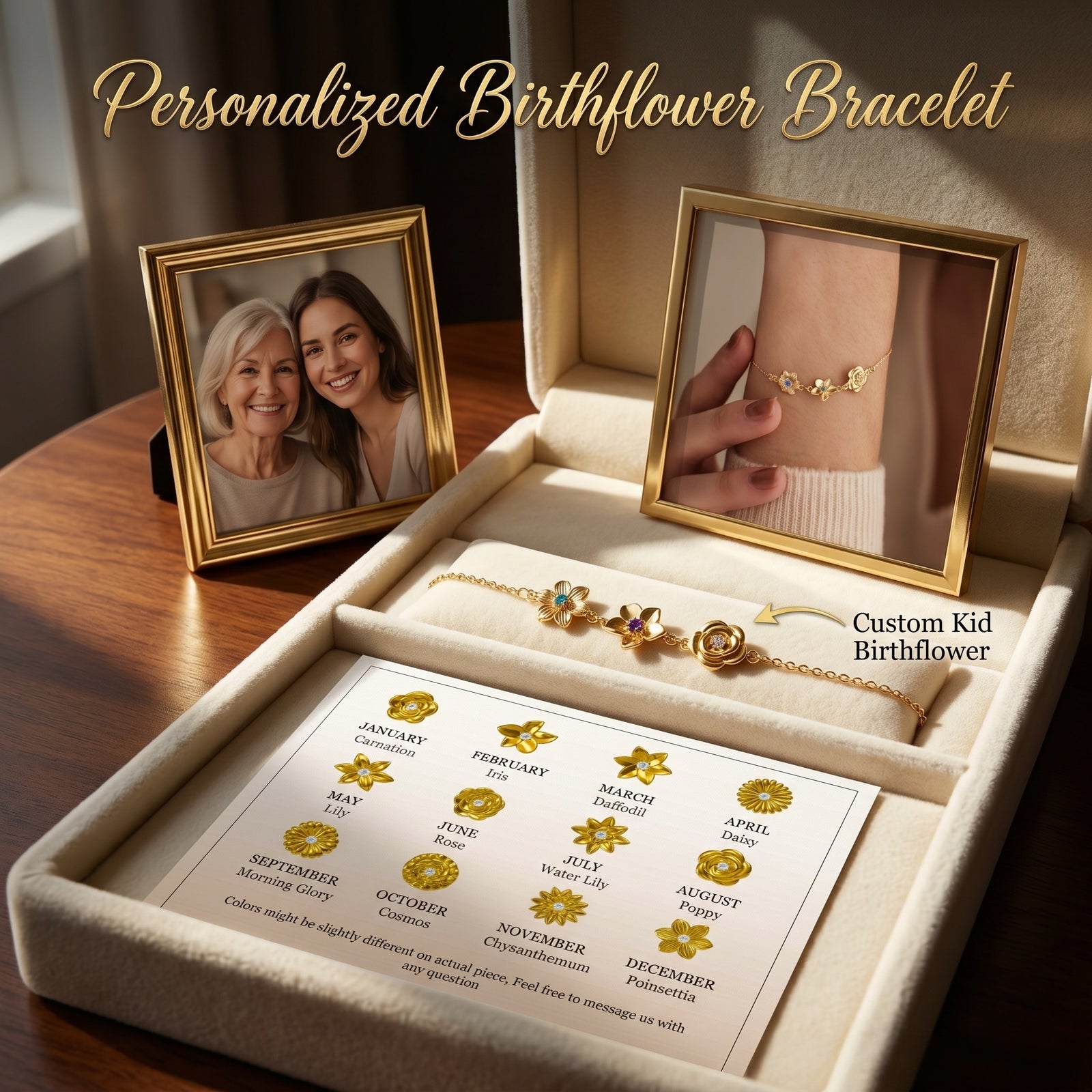 Personalized Birthflower Bracelet-Mother's Gift for Her