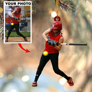 Personalized Baseball/Softball Kids Upload Photo Christmas Ornament