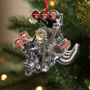 Personalized Drag Racing Hot Rod V8 Engine Ornament- Christmas Gift For Racing Lovers