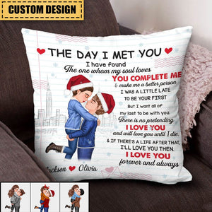 Merry Christmas Couple Kissing -ILove You Forever And Always - Personalized Pillow