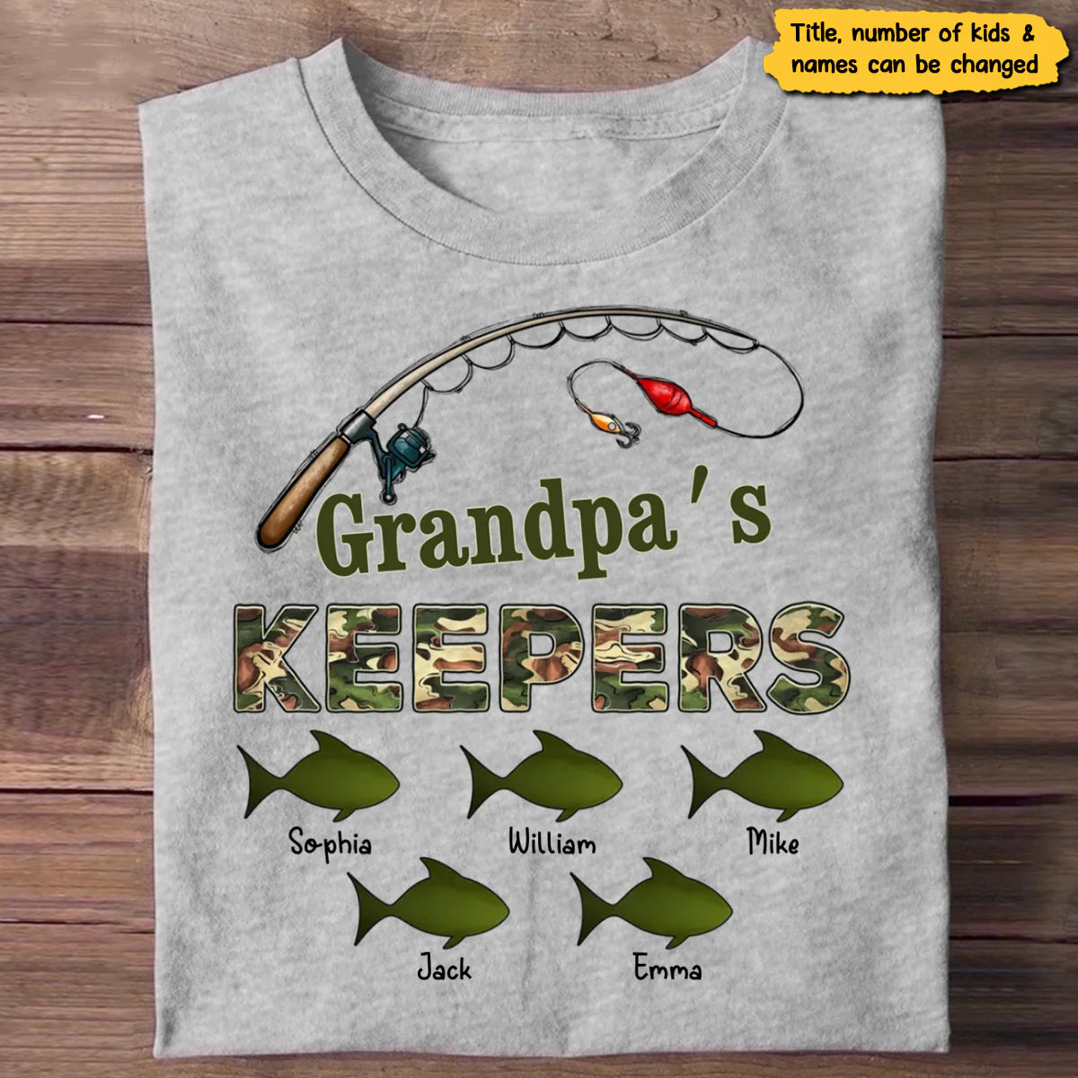 Grandpa's Keepers Camouflage Pattern Fishing Personalized Shirt, Unique 2025 Father's Day Gift For Grandpa, Dad