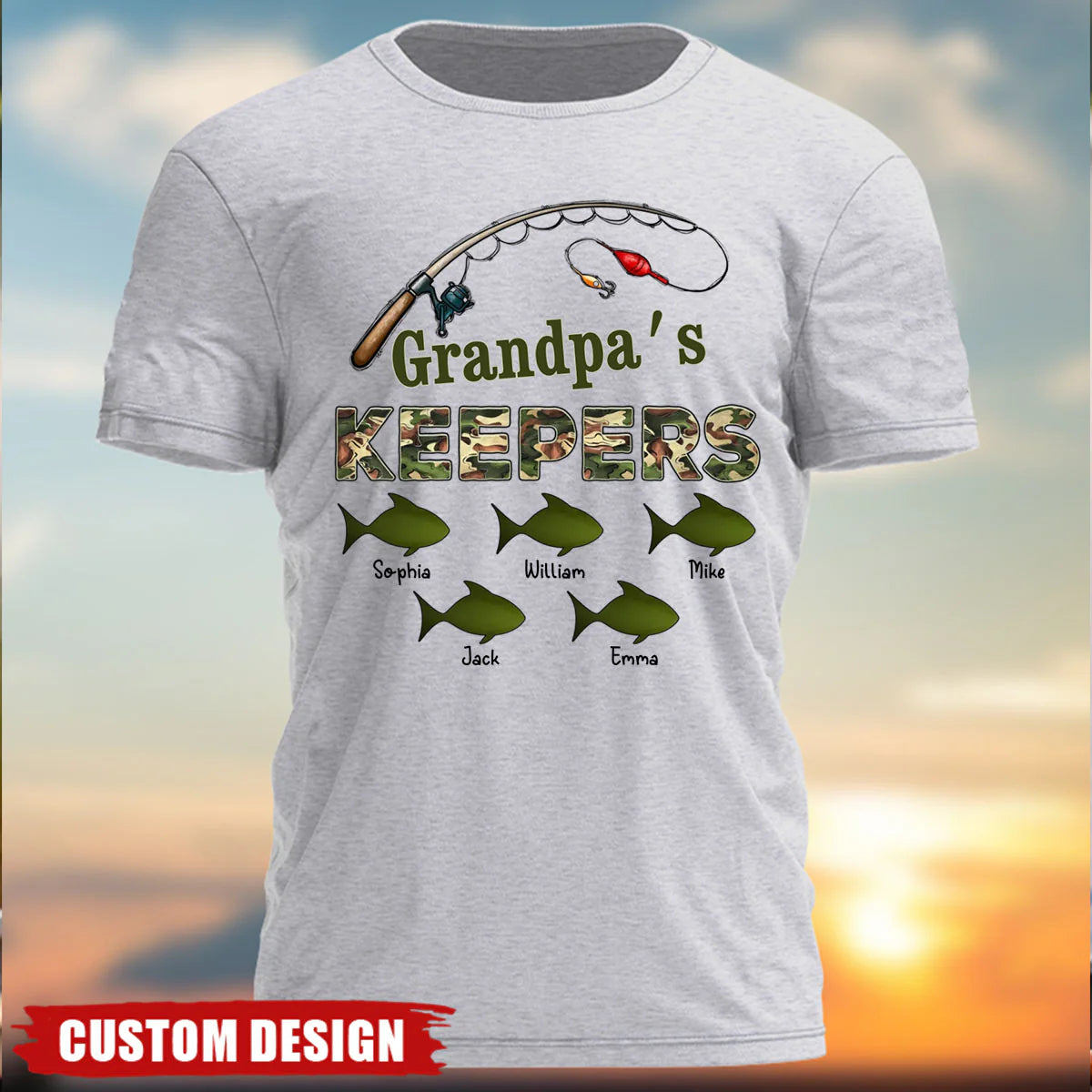 Grandpa's Keepers Camouflage Pattern Fishing Personalized Shirt, Unique 2025 Father's Day Gift For Grandpa, Dad