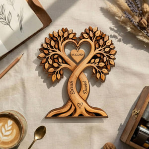 Personalized Couple Heart Tree Wooden Plaque