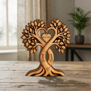 Personalized Couple Heart Tree Wooden Plaque