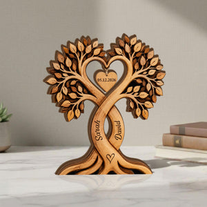 Personalized Couple Heart Tree Wooden Plaque