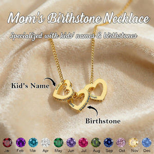 Personalized Heart Circle Birthstone Necklace with Name-Mothers Day Gift