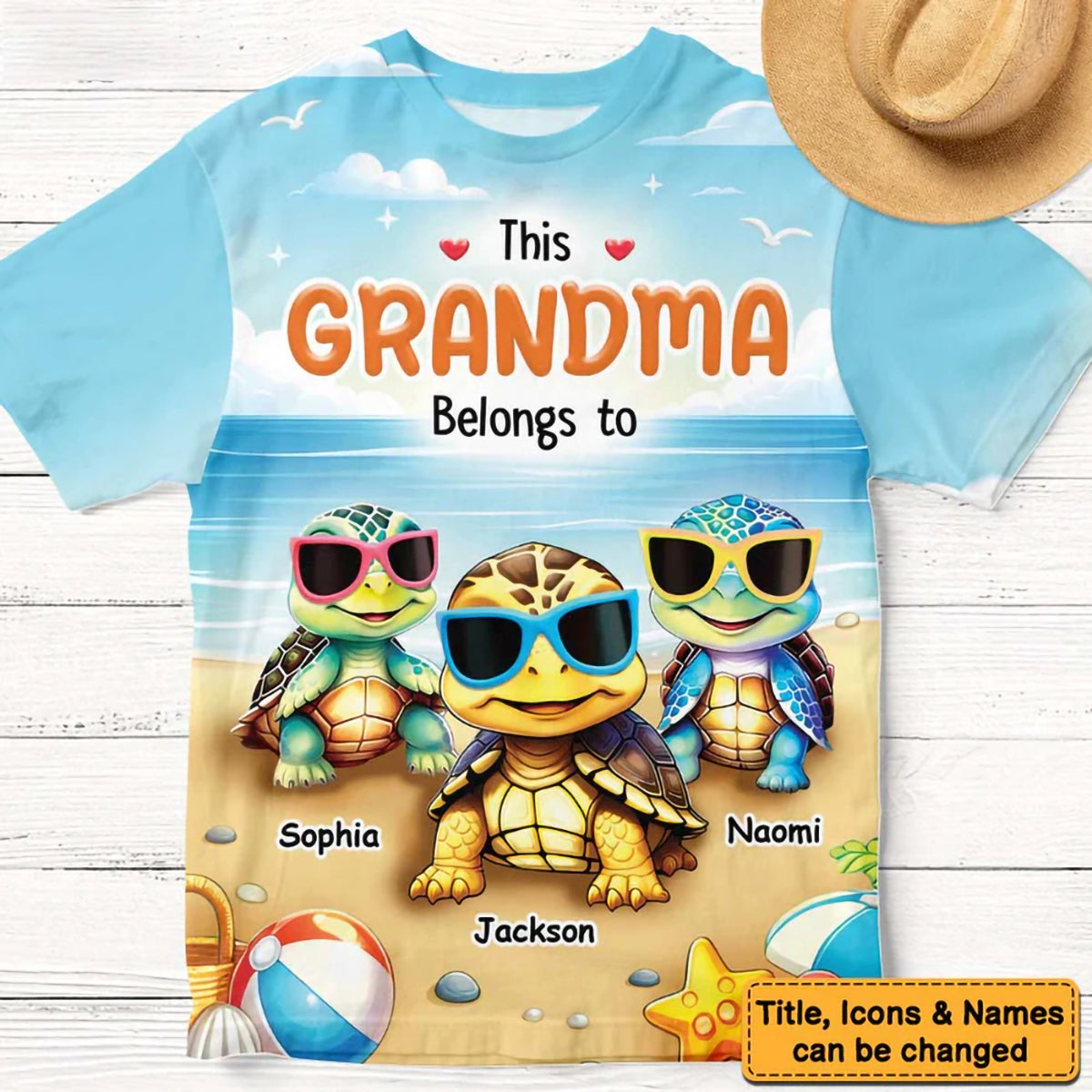 Personalized This Grandma Belongs To Turtle Kids 3D T-shirt