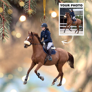 Personalized Horse Riding Upload Photo Christmas Ornament-Gift For Horse Lovers