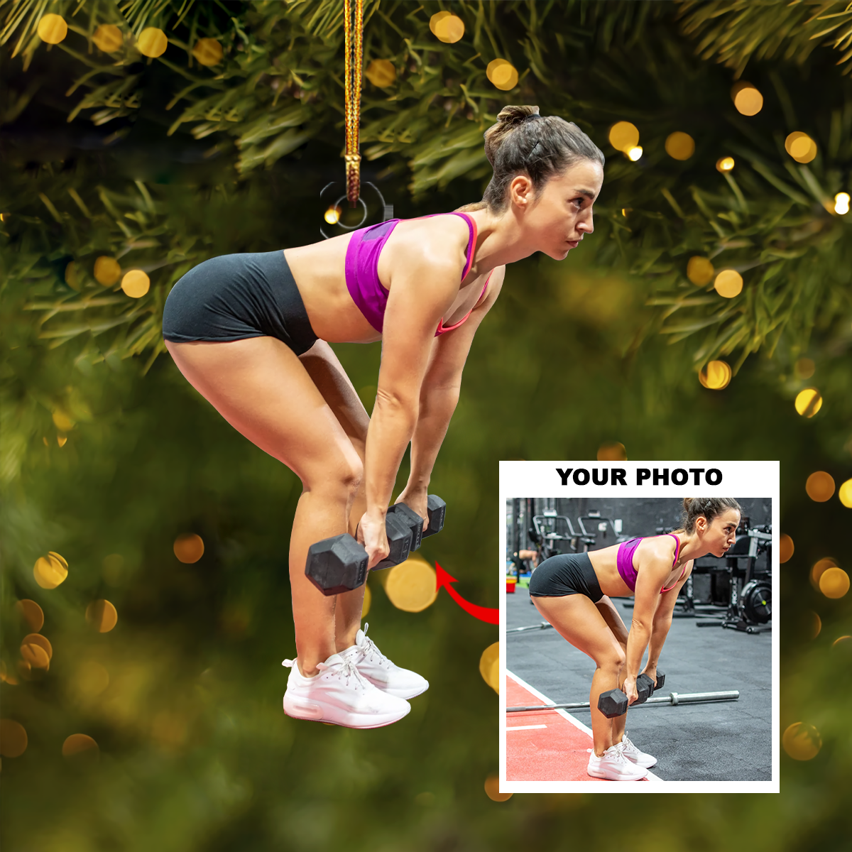 Personalized Body Builder/Fitness Photo Christmas Ornament