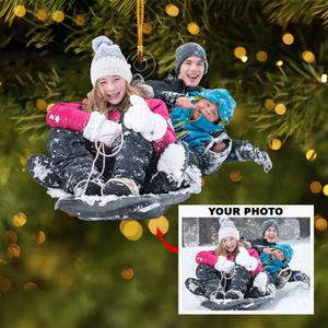Personalized Skiing Upload Photo Christmas Ornament