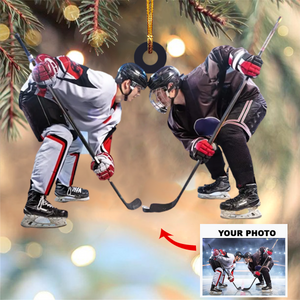 Personalized Ice Hockey Player Upload Photo Christmas Ornament