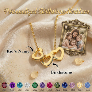 Personalized Heart Circle Birthstone Necklace with Name-Mothers Day Gift