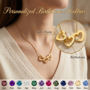 Personalized Heart Circle Birthstone Necklace with Name-Mothers Day Gift