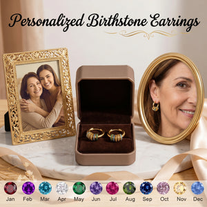 Personalized Multiple Birthstone Hoop Earrings, Minimalist Birthstone Circle Earrings, Mother's Day Gift