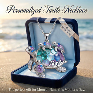 Personalized Grandma/Mom Turtle Necklace - Gift For Mom and Grandma