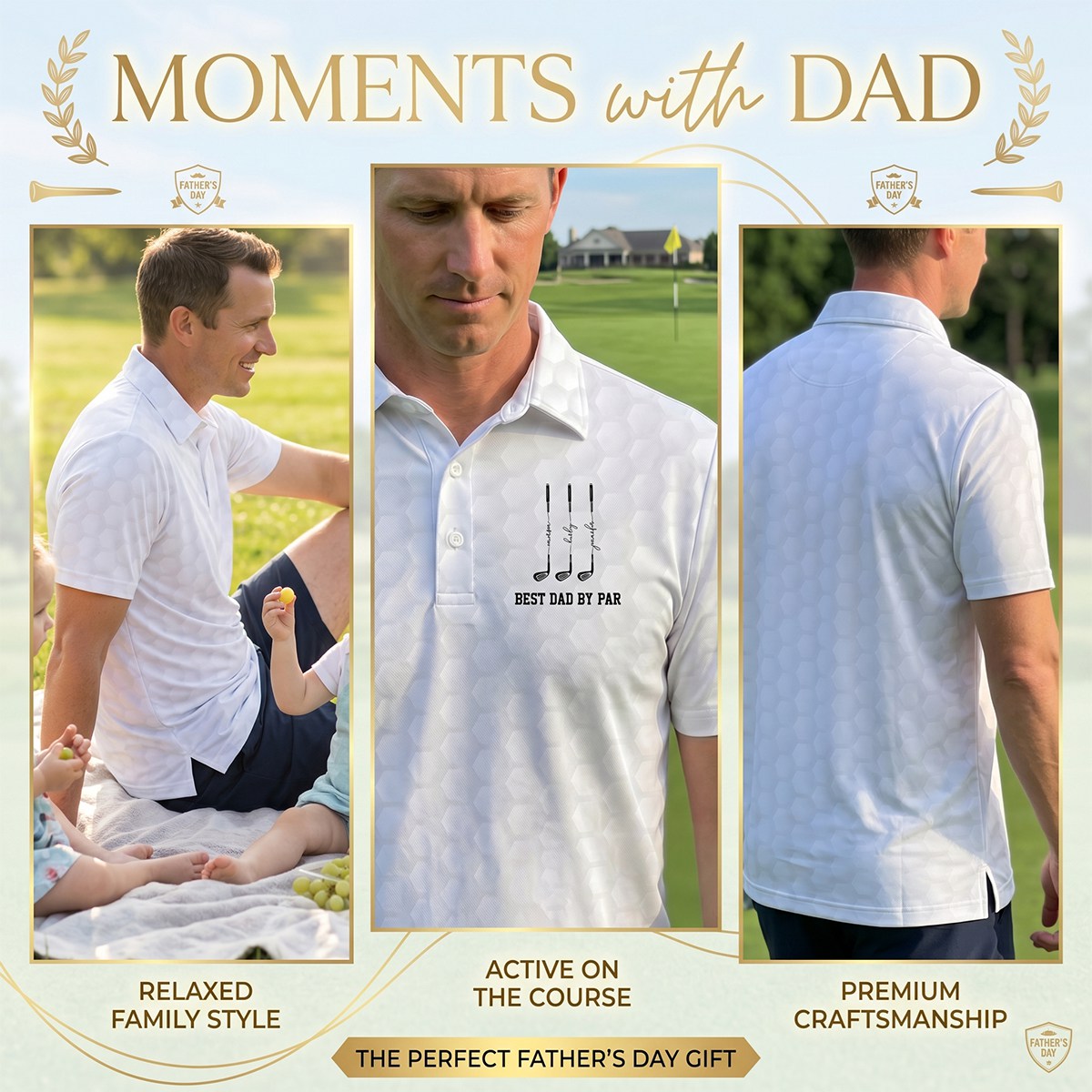 Father's Day Gifts, Best Dad By Par,Best Grandpa By Par-Personalized Polo Shirt