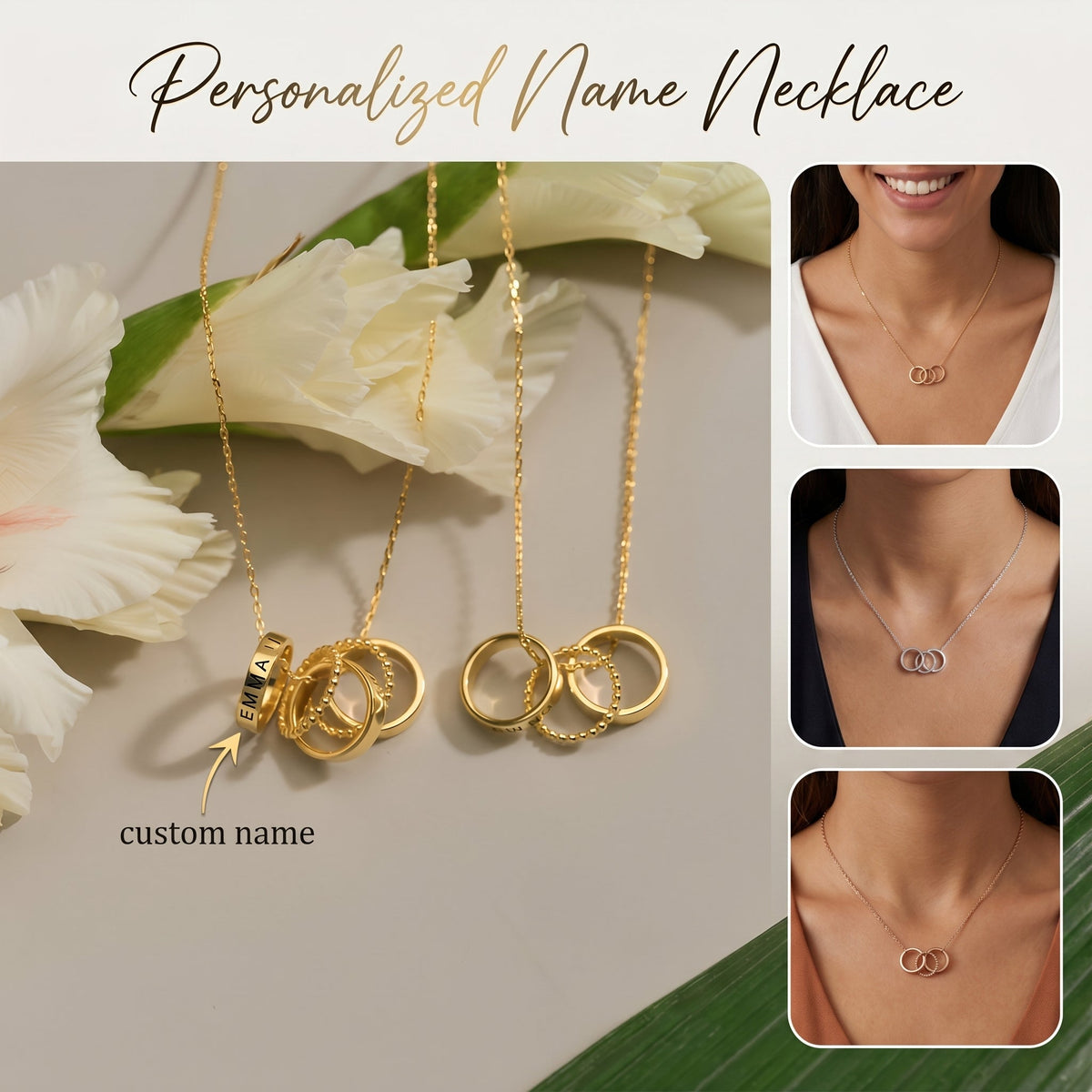 Personalized Engraved Circle Name Necklace -Perfect Mother's Day Gift