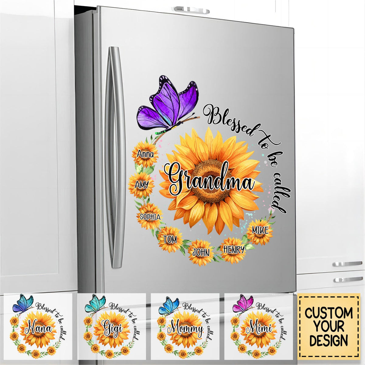 Blessed To Be Called Grandma Sunflower - Gift For Grandma, Mother, Mom - Personalized Decal