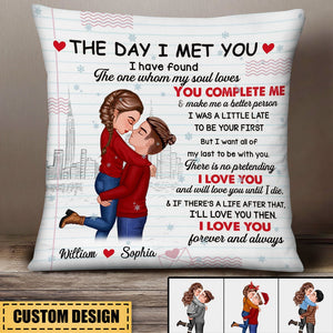 Merry Christmas Couple Kissing -ILove You Forever And Always - Personalized Pillow