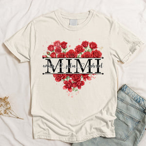 Floral Heart Custom Birth Flower Mimi Shirt Mother's Day Gift For Her - Personalized Shirt