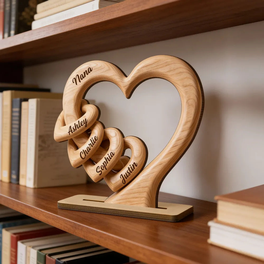 Personalized Heart Wooden Plaque - Gift For Mother's Day