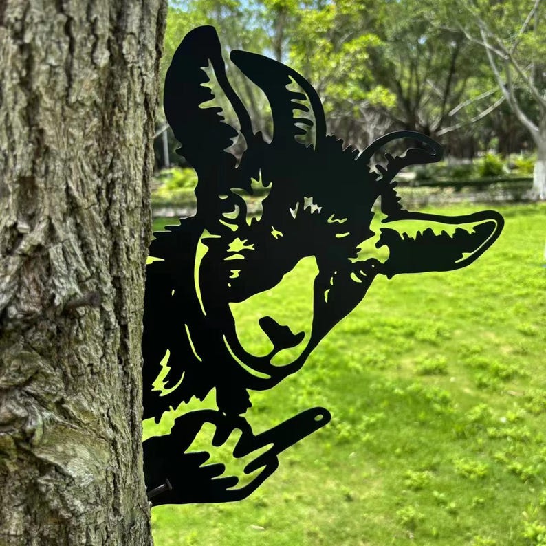 Goat Middle Finger Metal Decoration, Garden Metal Art, Yard Decoration, Goat Metal