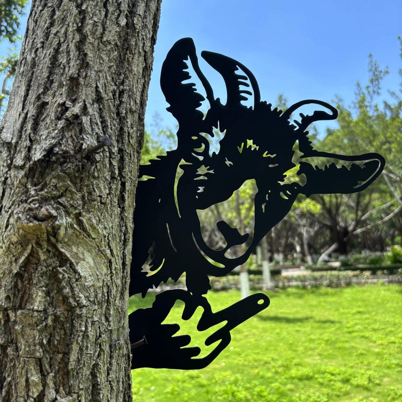 Goat Middle Finger Metal Decoration, Garden Metal Art, Yard Decoration, Goat Metal