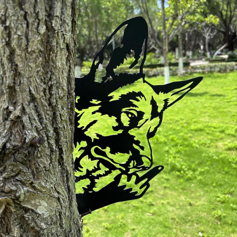 German Shepherd Middle Finger Metal, Garden Metal Art, Yard Metal Decor, Dog Metal