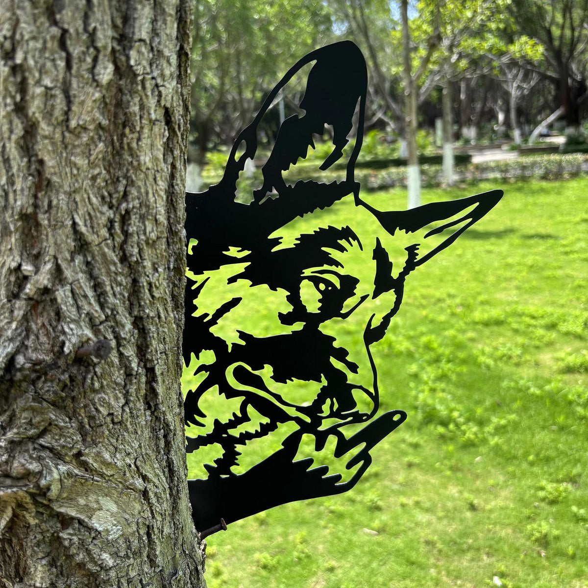 German Shepherd Middle Finger Metal, Garden Metal Art, Yard Metal Decor, Dog Metal