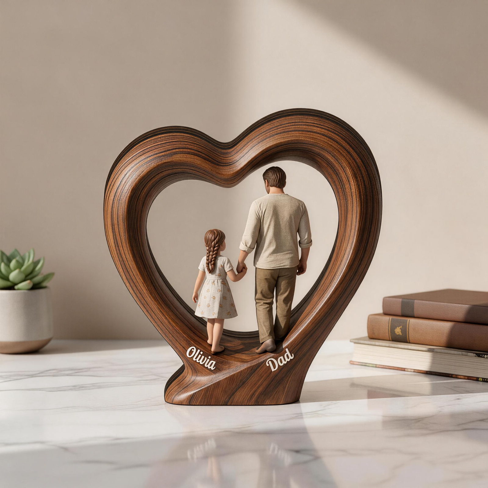 Personalized Dad And Kids Wooden Plaque - Gift For Father