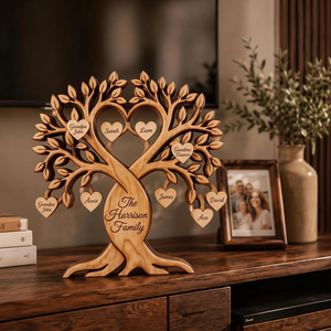 Personalized Family Tree Wood Sign Plaque - Gift For Grandparents