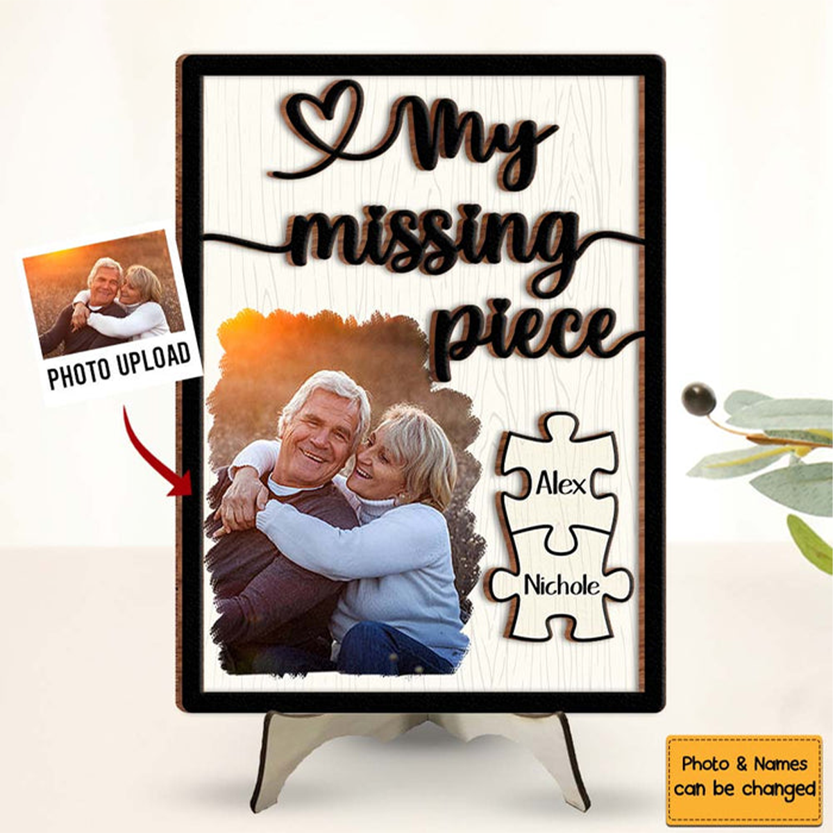 Gift For Couple My Missing Piece 2-Layer Wooden Plaque