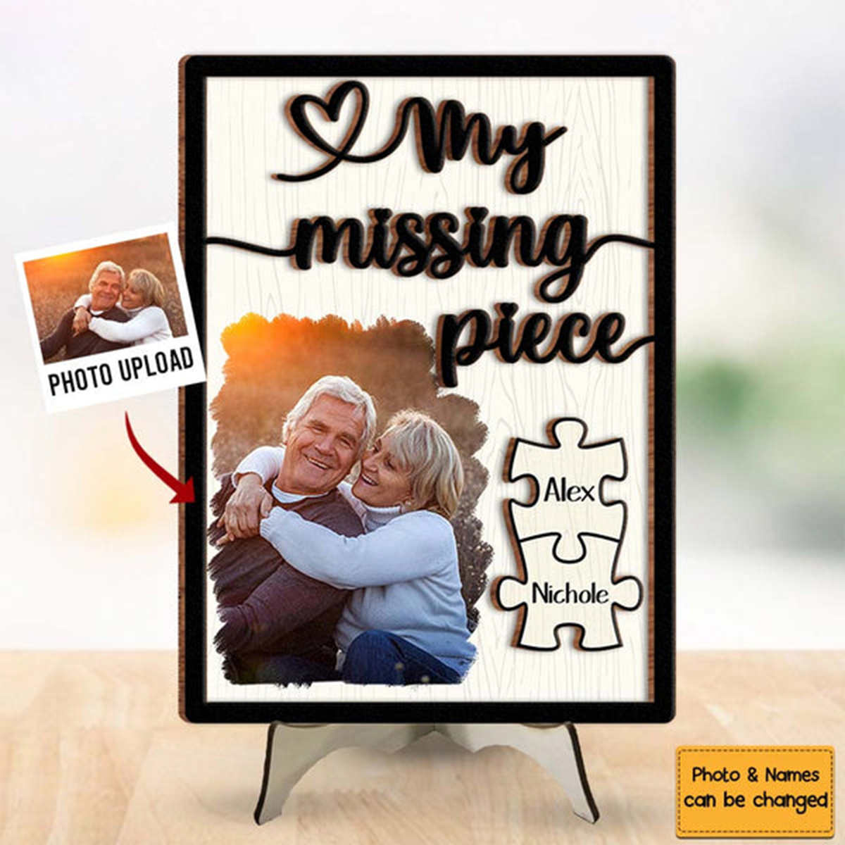 Gift For Couple My Missing Piece 2-Layer Wooden Plaque