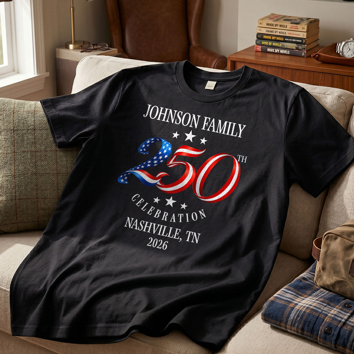 Family American 250th Anniversary 4th of July - Personalized Shirt - Family Matching Patriotic Crew Shirt