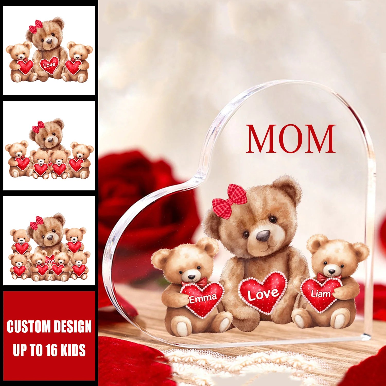 Mama/Nana Bear With Little Kids - Personalized Acrylic Plaque Mother's Day Gift