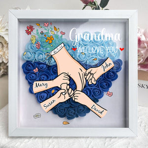 Grandma We Love You - Personalised Flower Shadow Box With Name