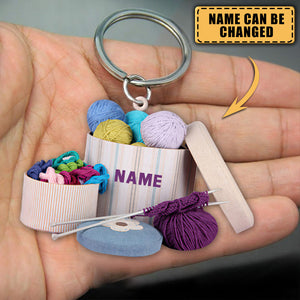 Personalized Knitting Flat Acrylic Keychain