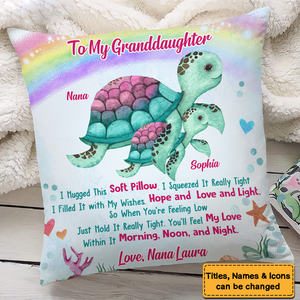 Gift For Granddaughter Turtle Rainbow Hug This Personalized Pillow