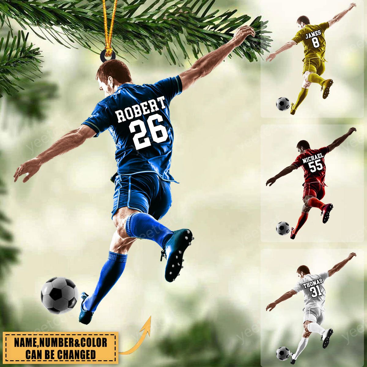 Personalized Ornament play soccer Acrylic Ornament 2 Sides Christmas Ornament For Soccer