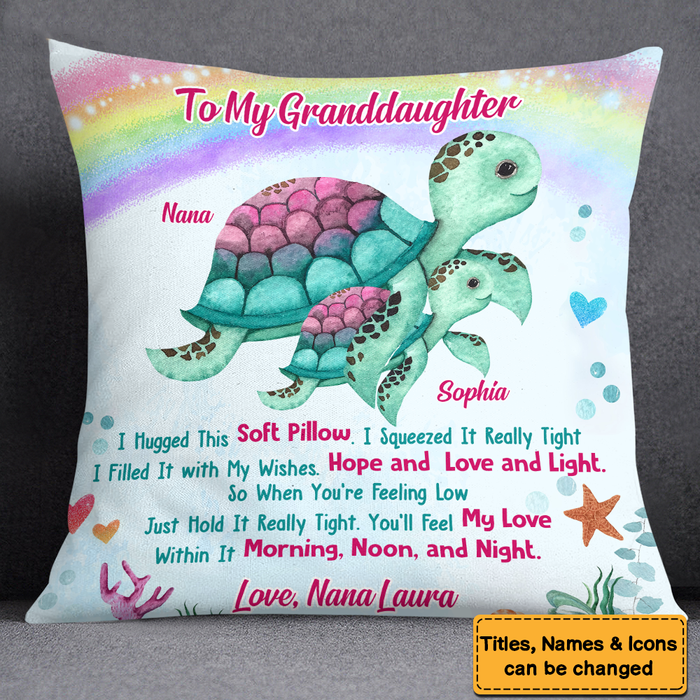 Gift For Granddaughter Turtle Rainbow Hug This Personalized Pillow