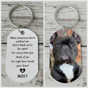 For Every Time You Think Of Me, I'm Right Here Inside Your Heart - Upload Image, Personalized Stainless Keychain