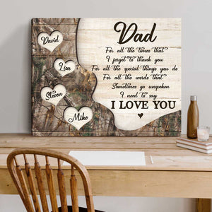 Thank You Dad Gift with Kids Names, Fathers Day Personalized Gift for Dad From Daughter, Fathers Day Canvas Poster, I Need To Say I Love You Dad