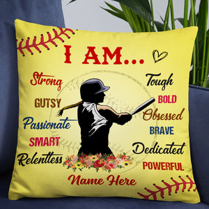 Personalized Love Softball Girl Pillow