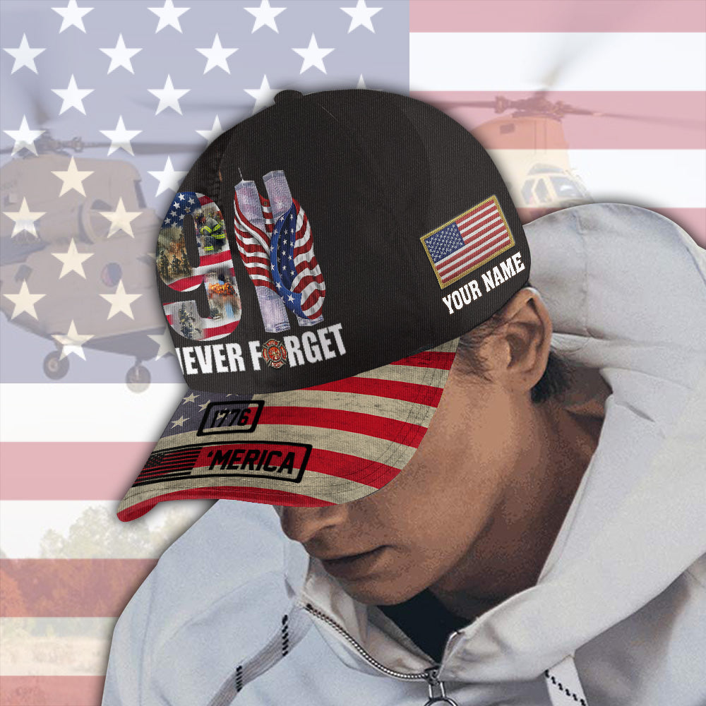 Firefighter Custom Cap 9-11 Never Forget Personalized Gift