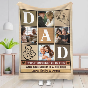 Wrap Yourself Up In This And Consider It A Big Hug - Personalized Blanket - Gifts For Dad