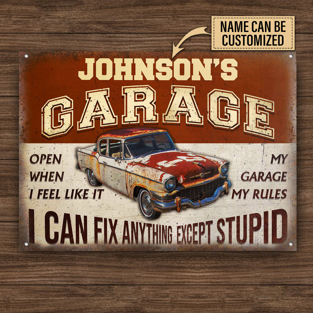 Personalized Auto Mechanic Garage I Can Fix Anything Customized Classic Metal Signs