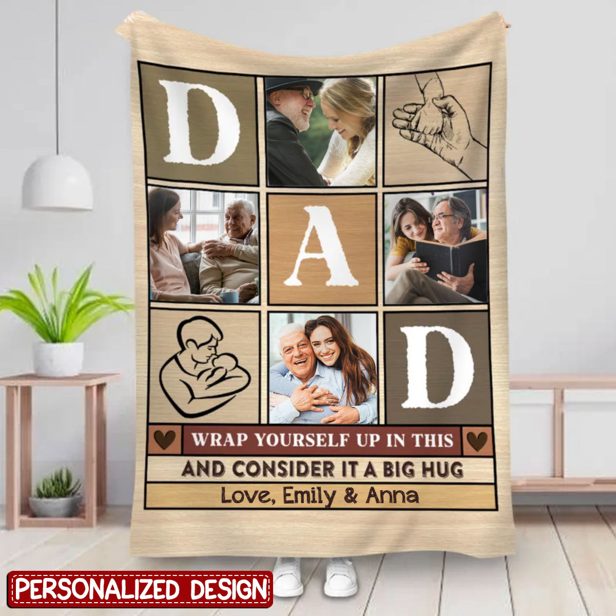 Wrap Yourself Up In This And Consider It A Big Hug - Personalized Blanket - Gifts For Dad