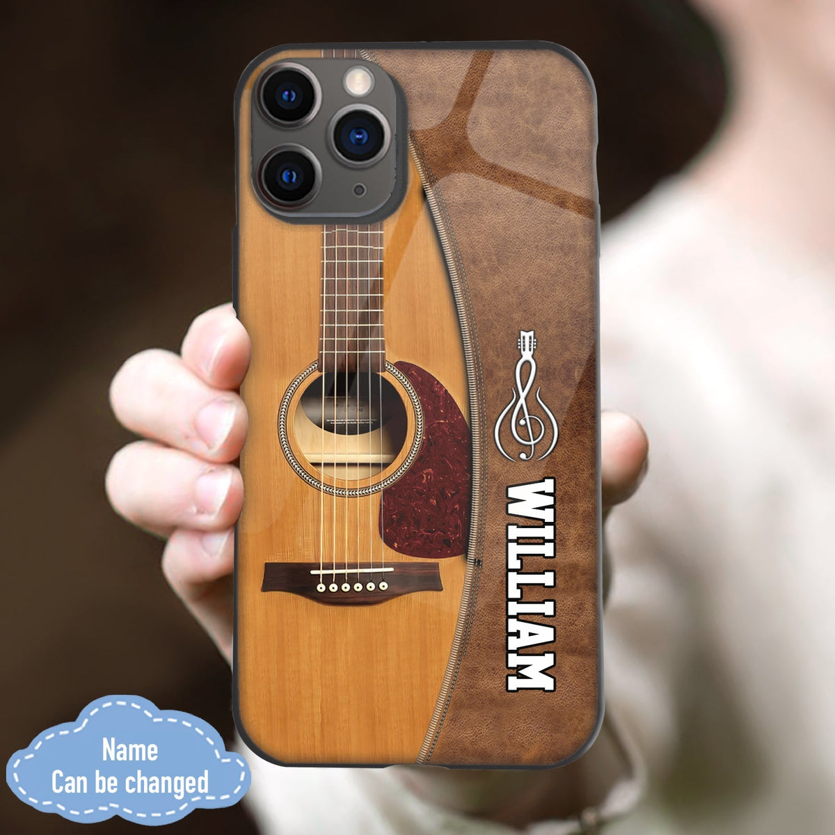 Guitar - Classic Custom Name Personalized Glass Phone Case