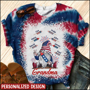 Grandma Firecrackers Grandkids Independence Day Personalized  T-Shirt