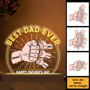Gift For Dad Fist Bump Happy Father's Day Plaque LED Lamp Night Light